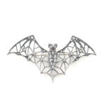 Bat Brooch With Crystals, finished in 925 English Hallmarked Sterling Silver