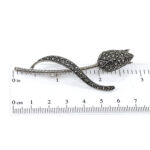 Tulip Brooch Art Nouveau Style Set With Marcasite, finished in 925 English Hallmarked Sterling Silver