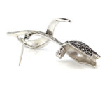 Tulip Brooch Art Nouveau Style Set With Marcasite, finished in 925 English Hallmarked Sterling Silver