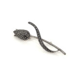 Tulip Brooch Art Nouveau Style Set With Marcasite, finished in 925 English Hallmarked Sterling Silver