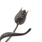 Tulip Brooch Art Nouveau Style Set With Marcasite, finished in 925 English Hallmarked Sterling Silver