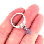 Victorian Style Ring Set With Blue Crystal And Czech Crystals Finished In 925 English Hallmarked Sterling Silver