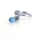 Victorian Style Ring Set With Blue Crystal And Czech Crystals Finished In 925 English Hallmarked Sterling Silver