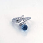 Victorian Style Ring Set With Blue Crystal And Czech Crystals Finished In 925 English Hallmarked Sterling Silver