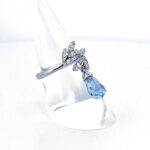 Victorian Style Ring Set With Blue Crystal And Czech Crystals Finished In 925 English Hallmarked Sterling Silver