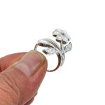 Floral Ring Set With Crushed White Opal Resin Finished In 925 English Hallmarked Sterling Silver