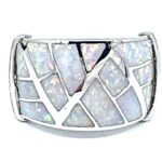Geometric Style Ring Set With Crushed White Opal Resin Finished In 925 English Hallmarked Sterling Silver