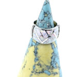Geometric Style Ring Set With Crushed White Opal Resin Finished In 925 English Hallmarked Sterling Silver