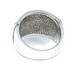 Geometric Style Ring Set With Crushed White Opal Resin Finished In 925 English Hallmarked Sterling Silver