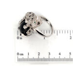 Leopard Ring Set With Black Onyx, Black Diamonds, Cubic Zirconia And Emerald Eyes Finished In 925 English Hallmarked Sterling Silver