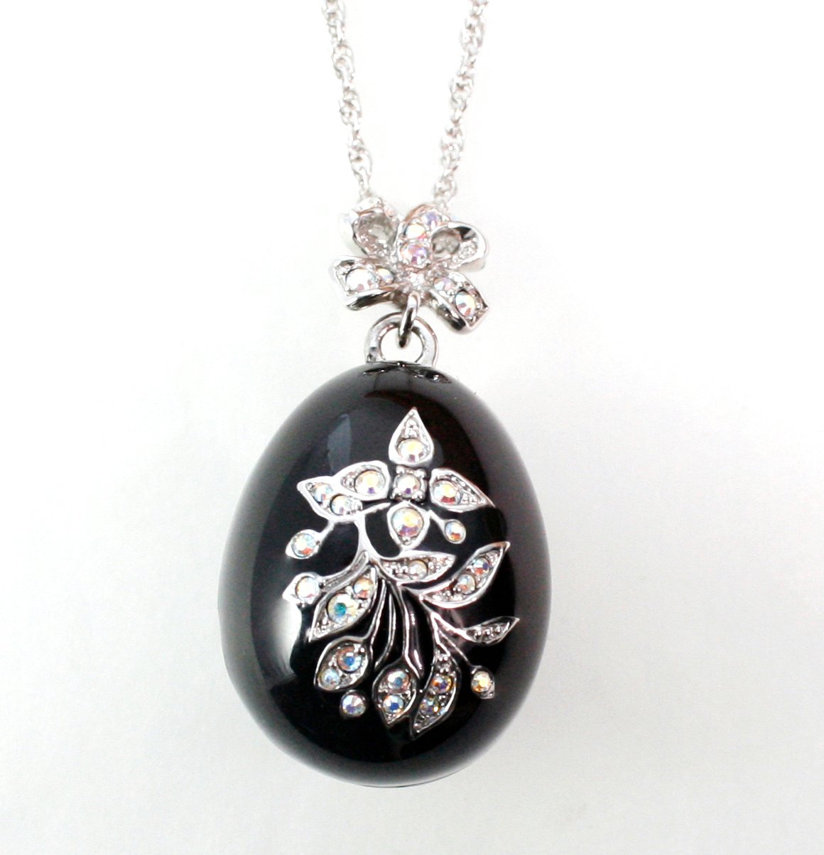 ANC12.jpg Dove Egg Pendant With Enamel And Sparkling Czech Crystals | Rhodium Plated