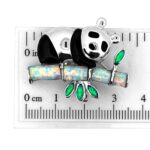 Panda Brooch With Black Enamel And White And Green Crushed Opal Resin Finished In 925 English Hallmarked Sterling Silver