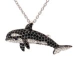 Whale Pin Brooch Pendant Rhodium Plated Metal Alloy Set With Enamel And Czech Crystals 1 Whale Pin Brooch Pendant Rhodium Plated Metal Alloy Set With Enamel And Czech Crystals