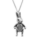 Moving Rabbit Pendant On Chain, Finished In 925 English Hallmarked Sterling Silver