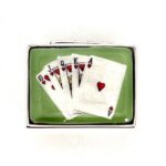 Royal Flush Playing Cards Pill Box 925 Sterling Silver English Hallmarks Set with Hand Painted Enamel Ari D Norman