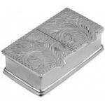 Rectangular Double Compartment Engraved Pill Box, finished in 925 English Hallmarked Sterling Silver 1 Rectangular Double Compartment Engraved Pill Box, finished in 925 English Hallmarked Sterling Silver