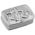 Comedy and Tragedy Pill Box, finished in 925 English Hallmarked Sterling Silver 1 Comedy and Tragedy Pill Box, finished in 925 English Hallmarked Sterling Silver