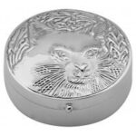 Round Cat Face Pill Box, finished in 925 English Hallmarked Sterling Silver 1 Round Cat Face Pill Box, finished in 925 English Hallmarked Sterling Silver