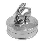 Rabbit on Round Pill Box, finished in 925 English Hallmarked Sterling Silver 1 Rabbit on Round Pill Box, finished in 925 English Hallmarked Sterling Silver