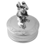 Mouse on Round Pill Box, finished in 925 English Hallmarked Sterling Silver 1 Mouse on Round Pill Box, finished in 925 English Hallmarked Sterling Silver