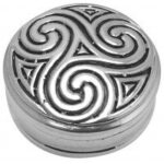 Round Celtic Pattern Pill Box finished in 925 English Hallmarked Sterling Silver 1 Round Celtic Pattern Pill Box finished in 925 English Hallmarked Sterling Silver