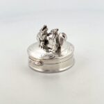 Dancing Squirrel and Hippo Pill Box 925 Sterling Silver English Hallmarks Ari D Norman