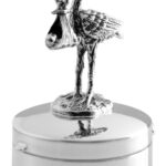 Stork and Baby on Round Pill Box, finished in 925 English Hallmarked Sterling Silver 1 Stork and Baby on Round Pill Box, finished in 925 English Hallmarked Sterling Silver