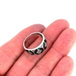 Elegant Ring Elizabethan Style 925 Sterling Silver English Hallmarks Set with Green Enamel and Marcasite Ari D. Norman