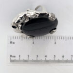 Panther Ring Art Deco Style 925 Sterling Silver English Hallmarks Set With Black Onyx Marcasite And Emerald Eyes