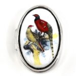 Sterling Silver Pheasant and Grouse Enamel Pill Box 1 Sterling Silver Pheasant and Grouse Enamel Pill Box