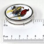 Sterling Silver Pheasant and Grouse Enamel Pill Box 2 Sterling Silver Pheasant and Grouse Enamel Pill Box