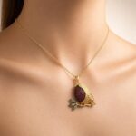 Gold-Plated Robin Brooch Pendant with Swarovski Crystals
