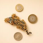 Gold-Plated Tiger Brooch Pendant with Swarovski Crystals