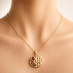 Mackintosh-Style Gold-Plated Red Crystal Pendant Necklace