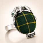 Sterling Silver Panther Ring with Wax Print Textile Inlay