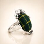 Sterling Silver Panther Ring with Wax Print Textile Inlay