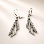 Vintage Sterling Silver Crystal Geometric Drop Earrings