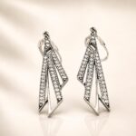 Vintage Sterling Silver Crystal Geometric Drop Earrings