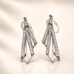 Vintage Sterling Silver Geometric Crystal Drop Earrings