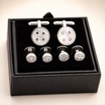 Sterling Silver Mother of Pearl Cufflink and Stud Set