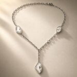 Silver-Plated Crystal Geometric Y Lariat Necklace