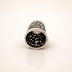 Silver-Tone Filigree Onyx Crystal Sewing Thimble