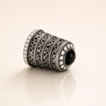 Silver-Tone Filigree Onyx Crystal Sewing Thimble