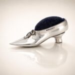 Hallmarked Sterling Silver Miniature Shoe Pin Cushion 5 Hallmarked Sterling Silver Miniature Shoe Pin Cushion