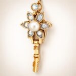 Gold Plated Floral Bracelet with Swarovski Pearls