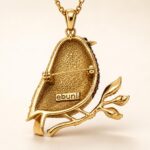 Gold-Plated Robin Brooch Pendant with Swarovski Crystals