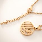 Mackintosh-Style Gold-Plated Red Crystal Pendant Necklace