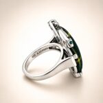 Sterling Silver Panther Ring with Wax Print Textile Inlay