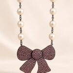 Swarovski Crystal and Pearl Bow Statement Necklace