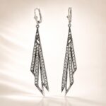 Vintage Sterling Silver Crystal Geometric Drop Earrings